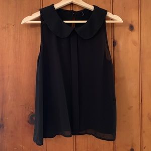 Peter Pan Collar Black Blouse